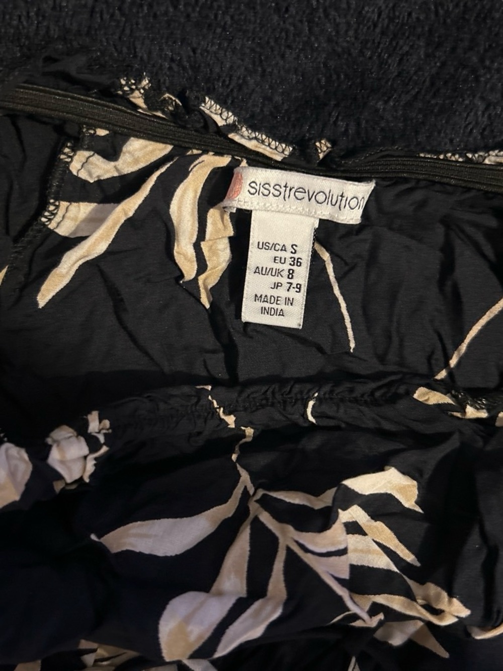 Revolution Black Maxi Skirt with Cream Leaf Print